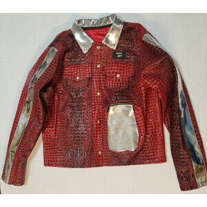 Foreign Labur Faux Croc Jacket Mirrored DWTS After Party Iman Shumpert Red